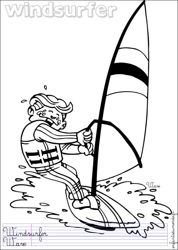 coloriage planche a voile 3